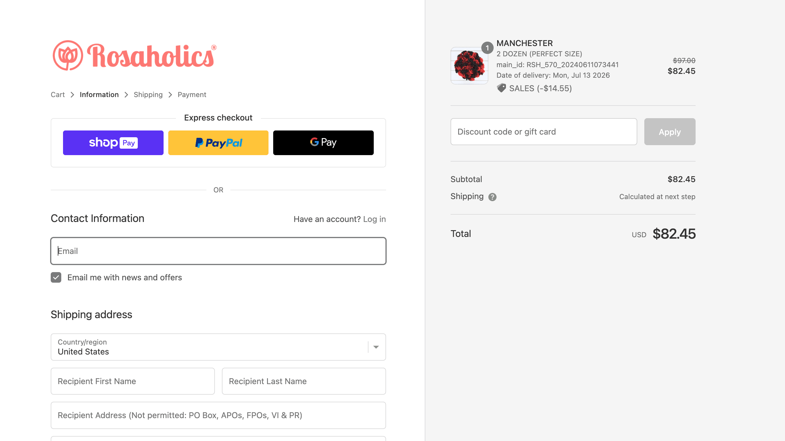 How to apply Rosaholics coupon code